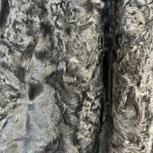 Vintage Custom Persian Lamb Broadtail Coat 1950s? Large? Bell Sleeves Mid Length - Picture 10 of 16